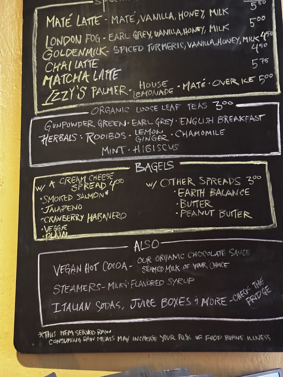 Izzy's Coffee Den Menu - Image 1
